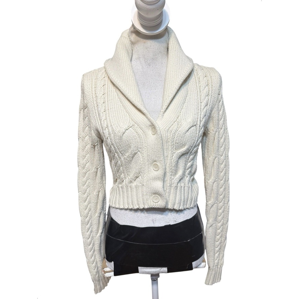 Authentic 90s Vintage Ralph Lauren Cable Knit Crop Cardigan Retro charm
